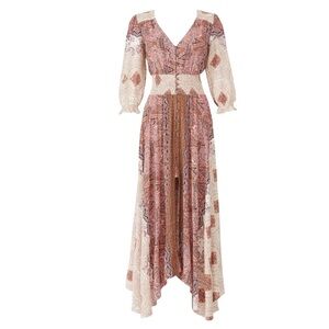 Free People Mexicali Rose Maxi Dress SZ XS Bohemian Feminine Coquette READ